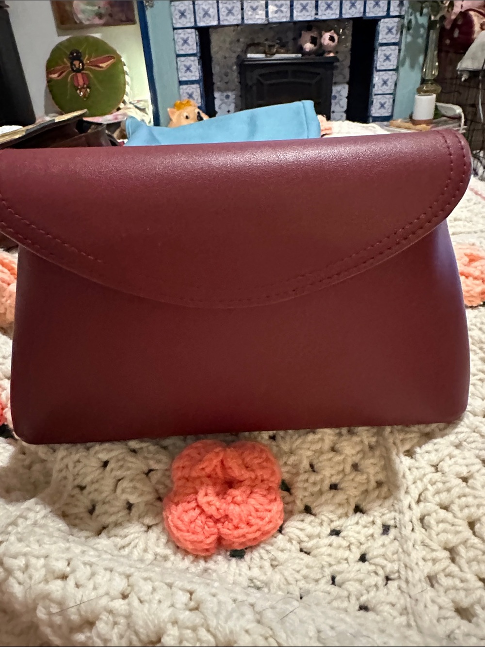 Tilt imitation, leather cosmetic bag